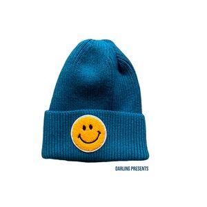 Smiley Face Beanie Unisex Color Teal